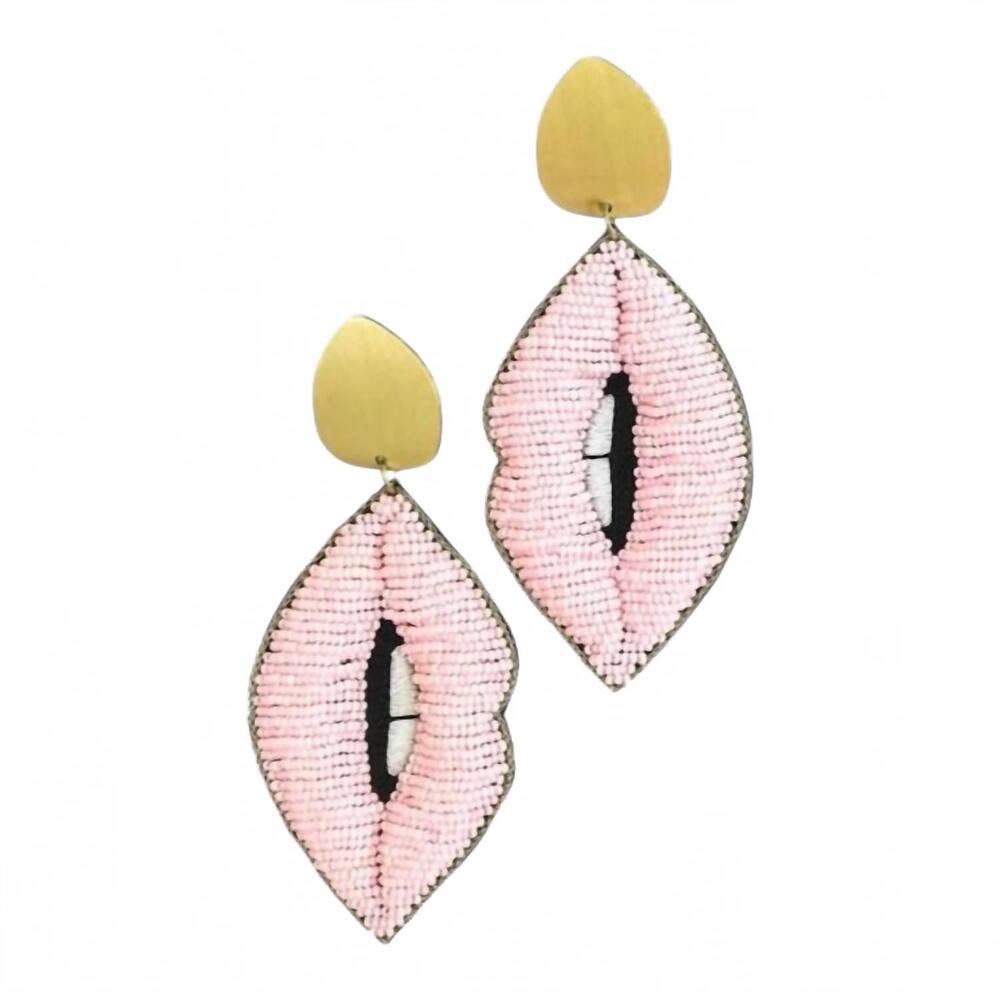 NEW ALLIE BEADS women's lip earrings in light pink